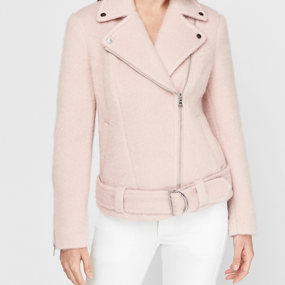 Express Jackets & Coats Boxy Woolblend Belted Moto Jacket Express
